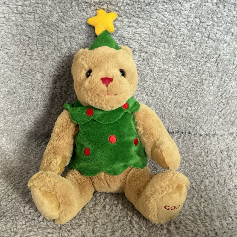 Godiva Belgium Bear Holiday Plush 12" Brown Stuffed Animal Christmas Tree Outfit